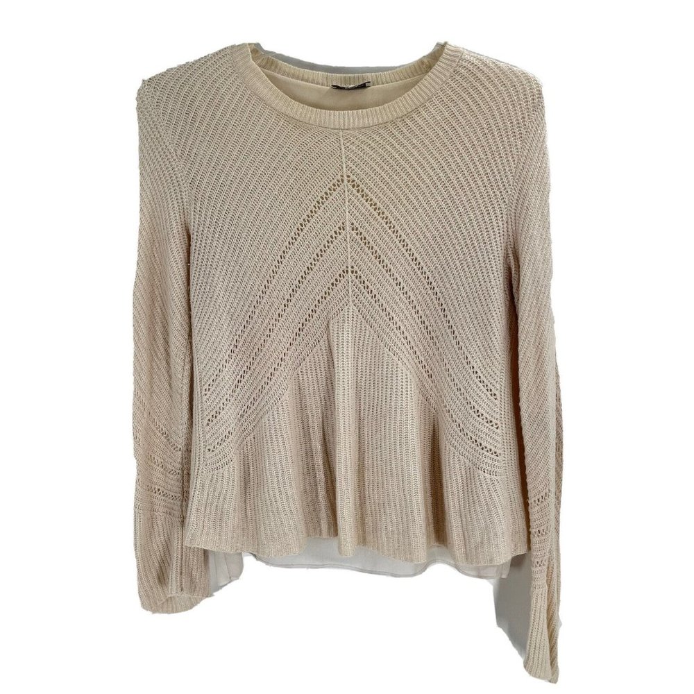 Lucky Brand Layered Knit Scoop Neck Sweater Sz Small